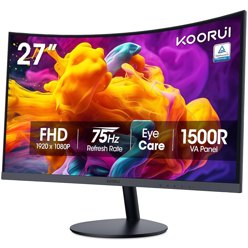 Amazon.com: KOORUI 27 Inch Curved Monitor FHD 1080P 75Hz